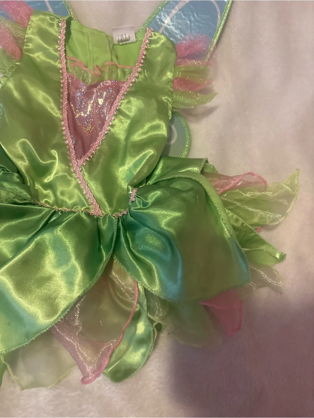 Disney Green and Pink Fairy Dress Costume with Blue Wing Accents - Picture 9 of 16